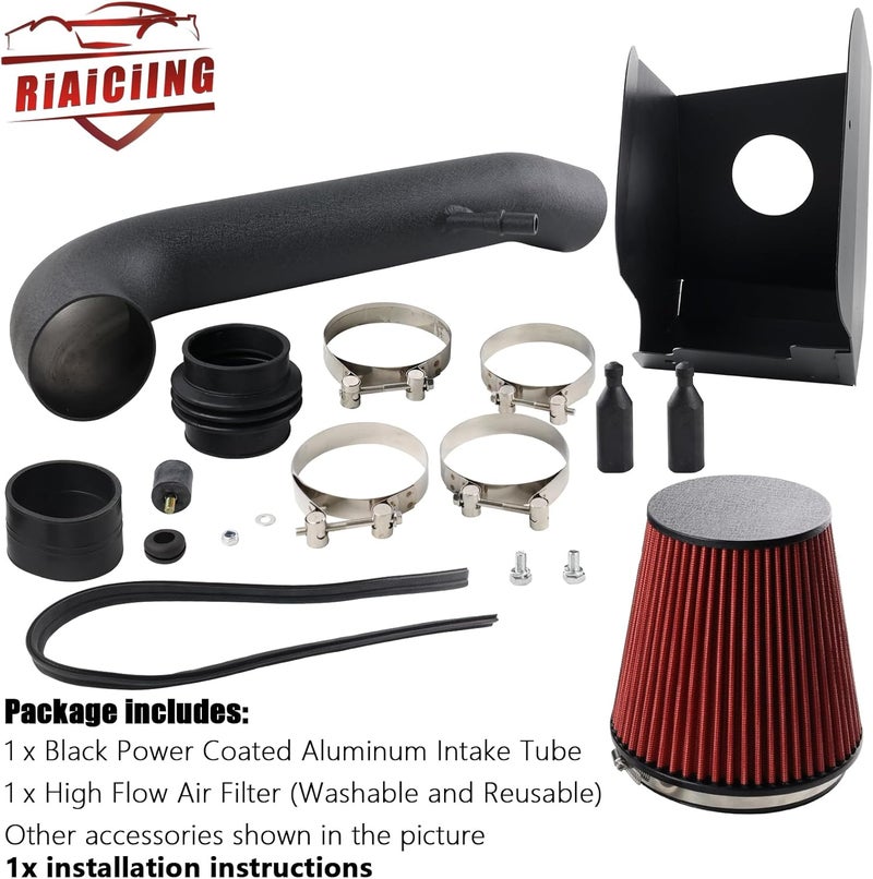 RiAiCiING مجموعة سحب هواء بارد مع درع حراري متوافقة مع جيب رانجلر JL/جلادييتور 2018-2023 3.6L V6، تزيد من القوة الحصانية والعزم، صوت سحب أكثر عدوانية ورياضي - Image 5